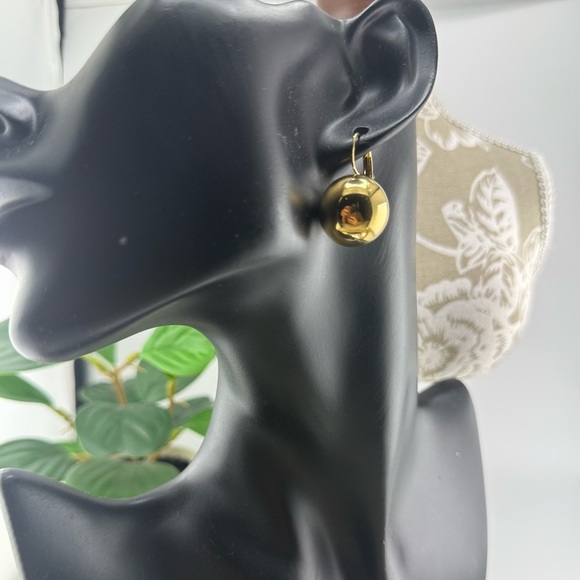 Classic Gold Ball Drop Earrings – Stainless Steel PVD Gold Plated - Picture 6 of 9